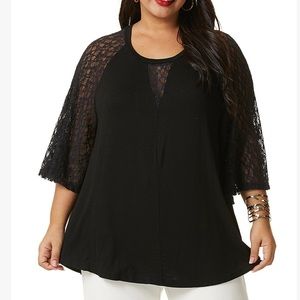 Black Lace-Sleeved Tunic